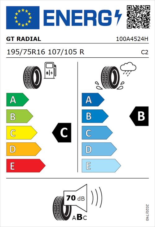 Tyre Label for GT Radial Maxmiler Pro 195/75R16 107/105R